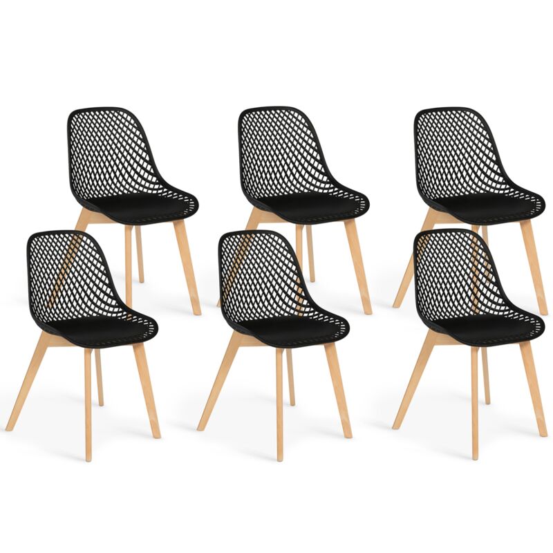 Lot de 6 chaises mandy noires pour salle à manger