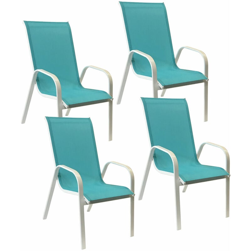 Lot de 4 chaises marbella en textilène bleu - aluminium blanc - blue
