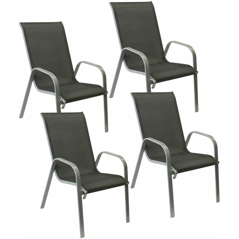 Lot de 4 chaises marbella en textilène gris - aluminium gris - grey
