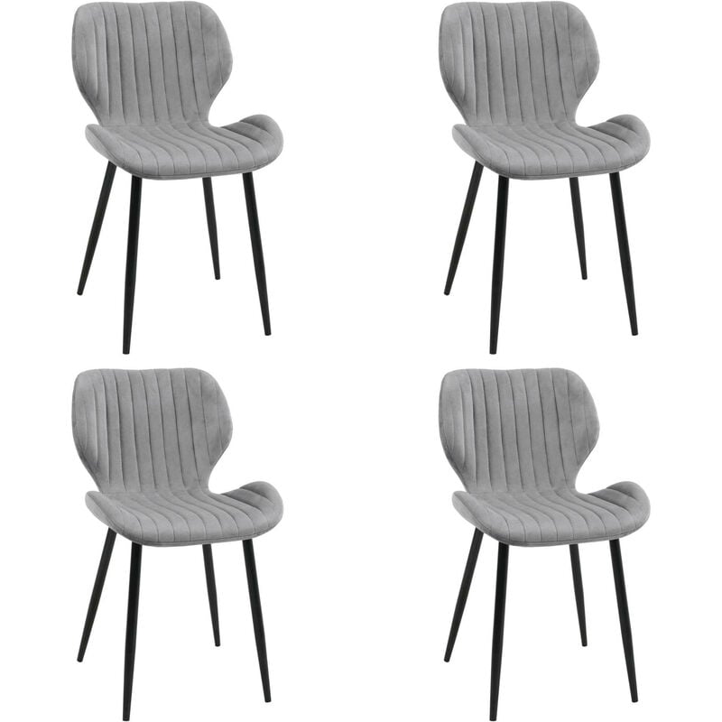 Lot de 4 chaises matelassées de salle à manger en velours AKORD SJ.17 Grise