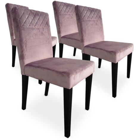 Lot de 4 chaises matelassées Milo Velours Rose