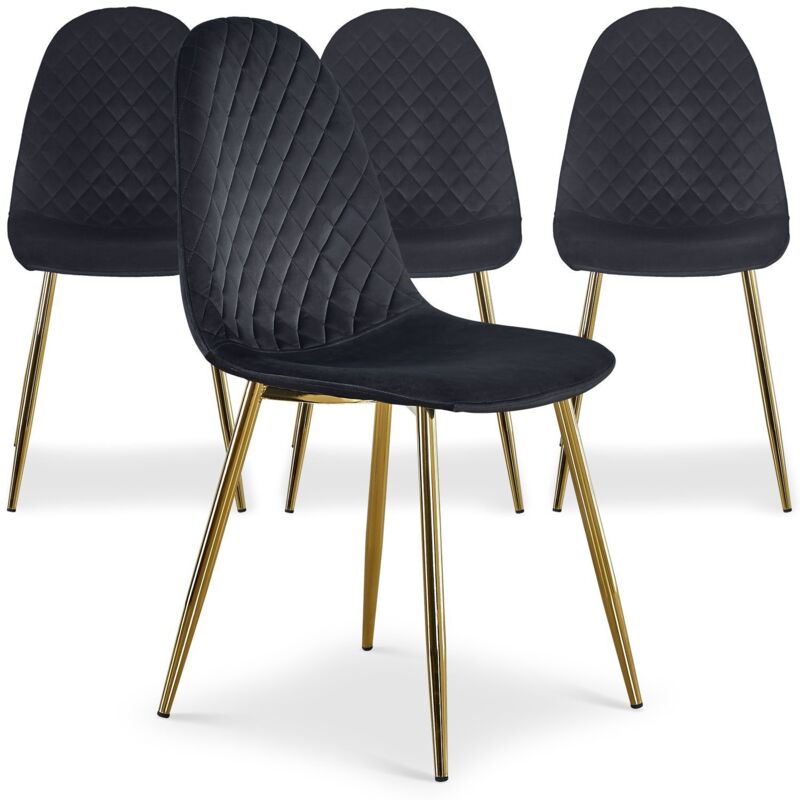 Lot de 4 chaises matelassées Norway Velours Noir