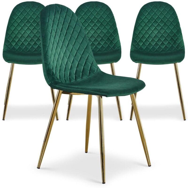 Lot de 4 chaises matelassées Norway Velours Vert