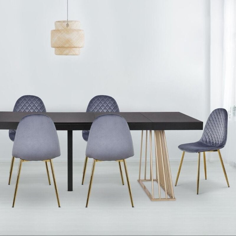 Lot de 4 chaises matelassées Norway Velours Argent