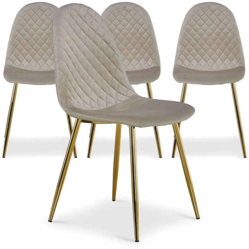 Lot de 4 chaises matelassées Norway Velours Taupe
