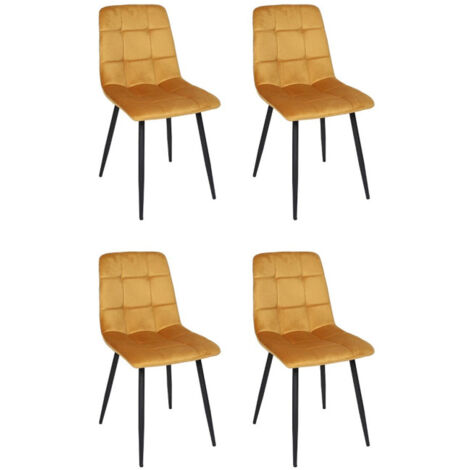 Lot de 4 Chaises "Mateo" 88cm Jaune Moutarde
