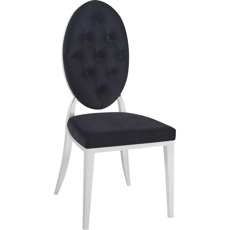 Lot de 4 chaises medaillon capitonnées velours noir