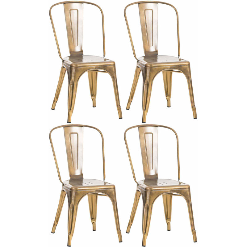 CLP - Ensemble de 4 chaises empilables en chaises de bar en métal. Couleur : Or