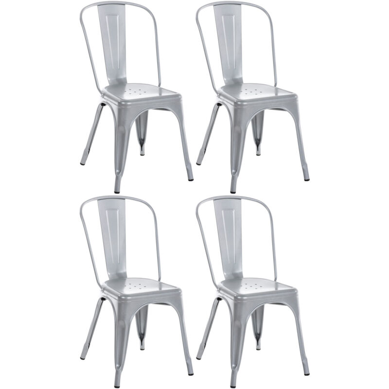 CLP - Ensemble de 4 chaises empilables en chaises de bar en métal. Couleur : Argent