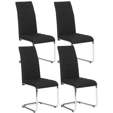 Lot de 4 chaises MIA en tissu noir pour salle à manger - Noir