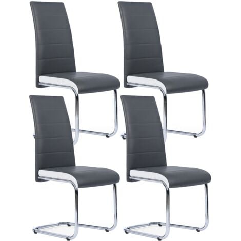 Lot de 4 chaises MIA grises liseré blanc pour salle à manger