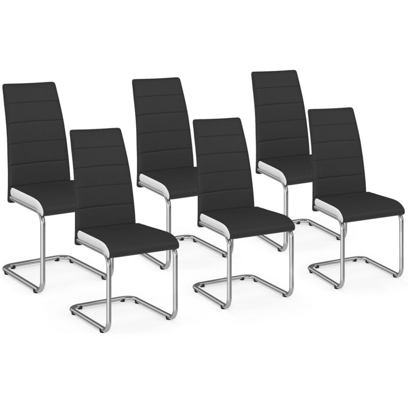 Idmarket - Lot de 6 chaises mia noires liseré blanc pour salle à manger