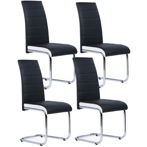 Lot de 4 chaises MIA noires liseré blanc pour salle à manger - Noir