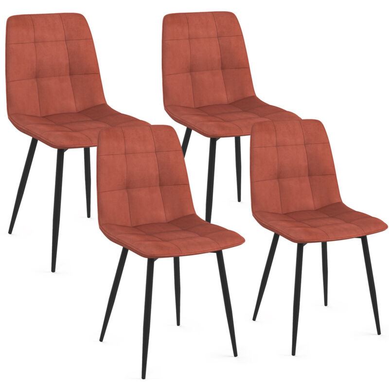 Lot de 4 chaises MILA en velours terracotta pour salle à manger