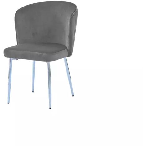 Lot de 4 chaises moderne DIANA chrome velours Gris