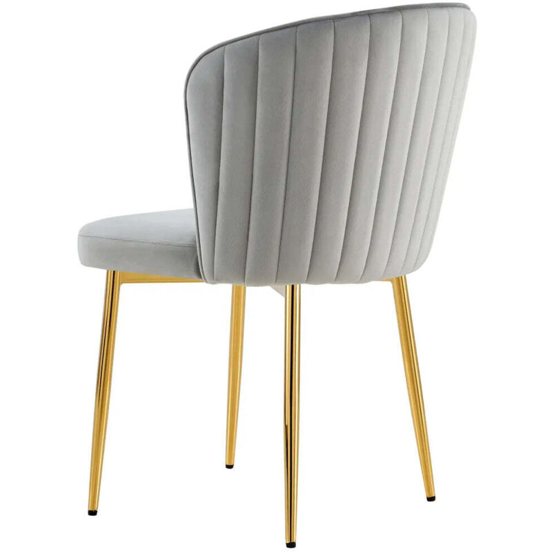 Homy France - Lot de 4 chaises moderne diana gold velours Écru