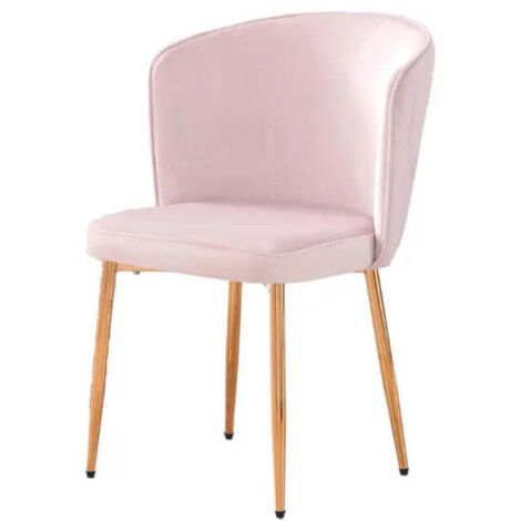 Lot de 4 chaises moderne DIANA gold velours rose