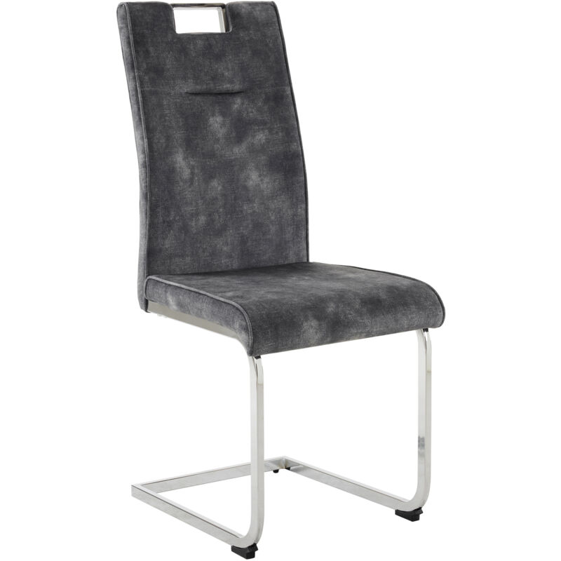 Liberté - Lot de 4 chaises moderne rembourrée, en velours de haute qualité, cadre en acier robuste, gris