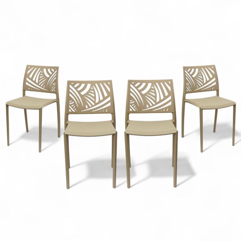 Lot de 4 chaises modernes Corona en polypropylène sable