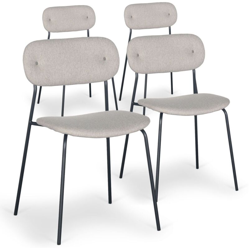 Lot de 4 chaises modernes Stellair Tissu Beige