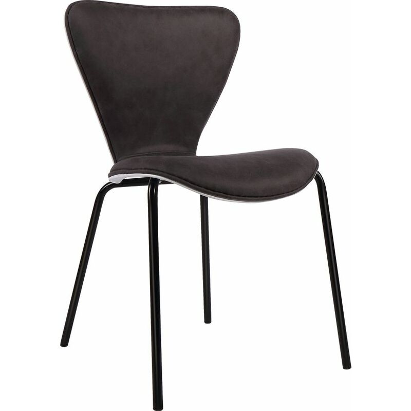 Lot de 4 chaises noires confortables au design épuré avec pieds en métal