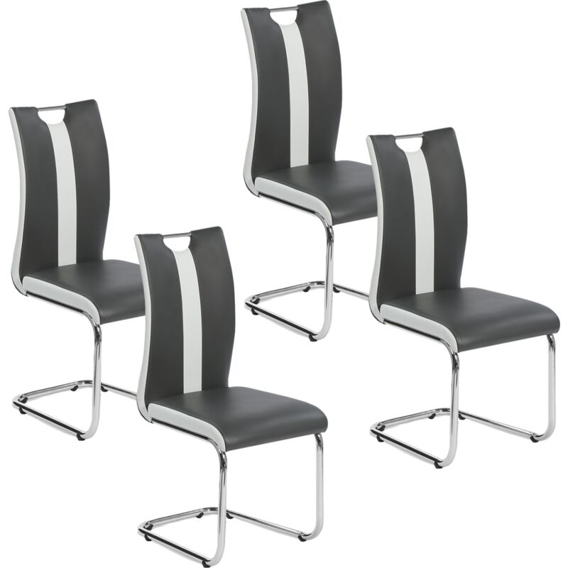 Idmarket - Lot de 4 chaises pia grises et blanches pour salle à manger