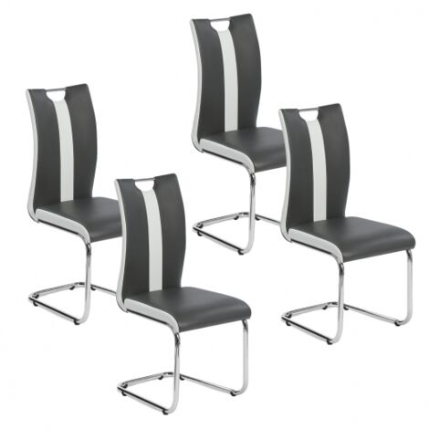 Lot de 4 chaises PIA grises et blanches pour salle à manger - Multicolore