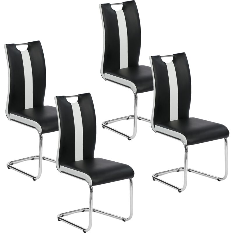 Lot de 4 chaises noires et blanches design