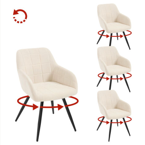 Lot de 4 Chaises Pivotante Salle à Manger WOLTU, Fauteuil Salle à Manger en Velours, Pieds en Métal, Beige