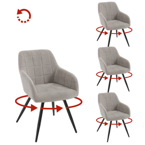 Lot de 4 Chaises Pivotante Salle à Manger WOLTU, Fauteuil Salle à Manger en Velours, Pieds en Métal, Gris Clair
