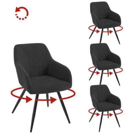 Lot de 4 Chaises Pivotante Salle à Manger WOLTU, Fauteuil Salle à Manger en Velours, Pieds en Métal, Noir