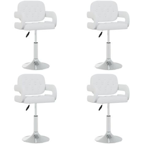 Lot de 4 Chaises pivotantes  Chaises de salle à manger Chaise de cuisine  Blanc Similicuir 29506
