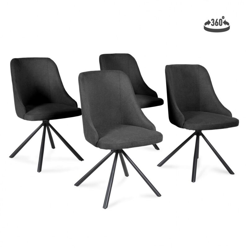 Le Quai Des Affaires - Lot de 4 chaises pivotantes horizon / Gris foncé/ 50x60x85