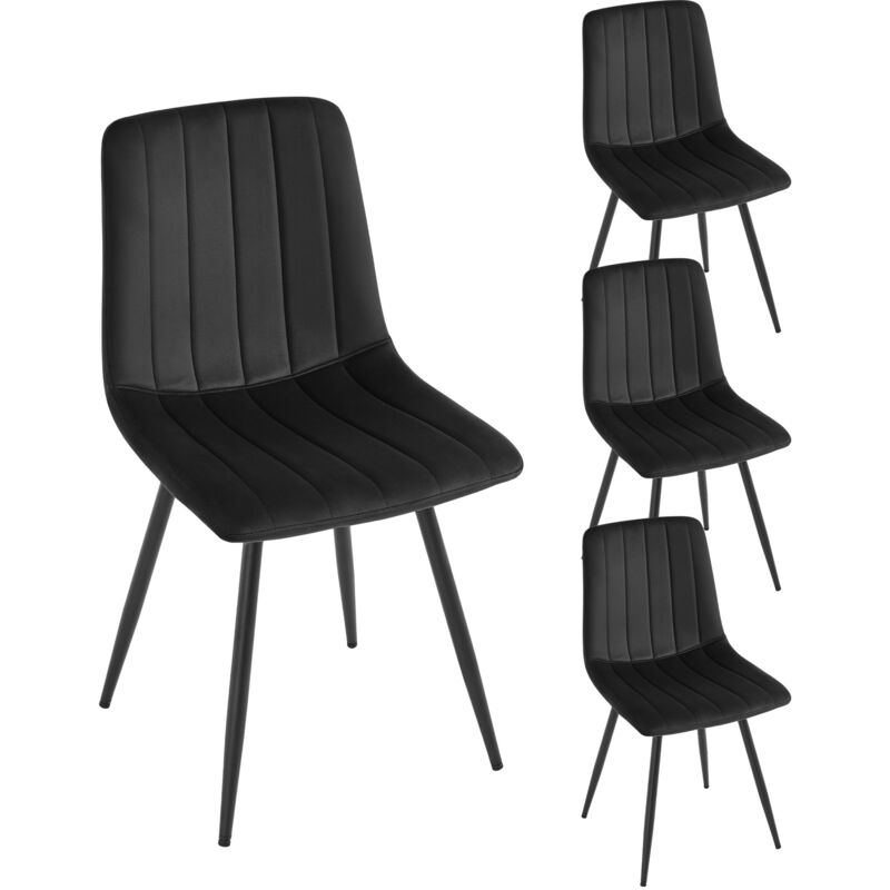 Woltu - Lot de 4 Chaises Pivotantes Salle à Manger Klihome, avec Assise Rembourrée, Dossier, Chaise Velours, Pieds en Métal, Noir