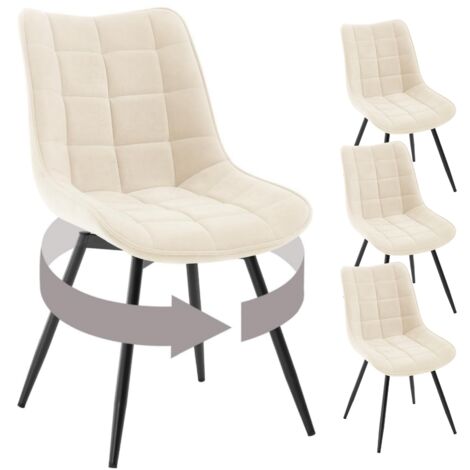Lot de 4 Chaises Pivotantes Salle à Manger WOLTU, Chaises de Cuisine, Tissu en Velours, Pieds en Métal, Beige