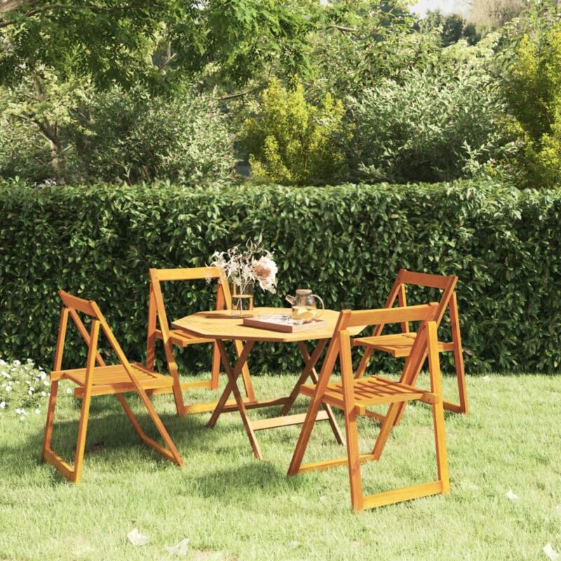Lot de 4 Chaises pliables de jardin,Siège de Terrasse Chaise d'extérieur Bois d'acacia massif CFW479532