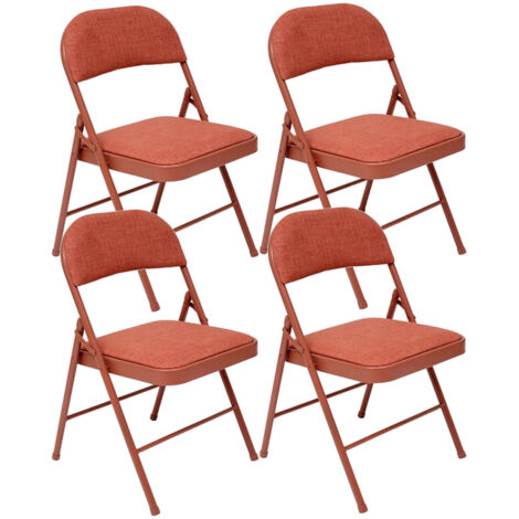 Lot de 4 Chaises pliante avec structure en métal, assise et dossier coloris Rose Foncé - Longueur 46,5 x Profondeur 46,5 x Hauteur 79,5 cm