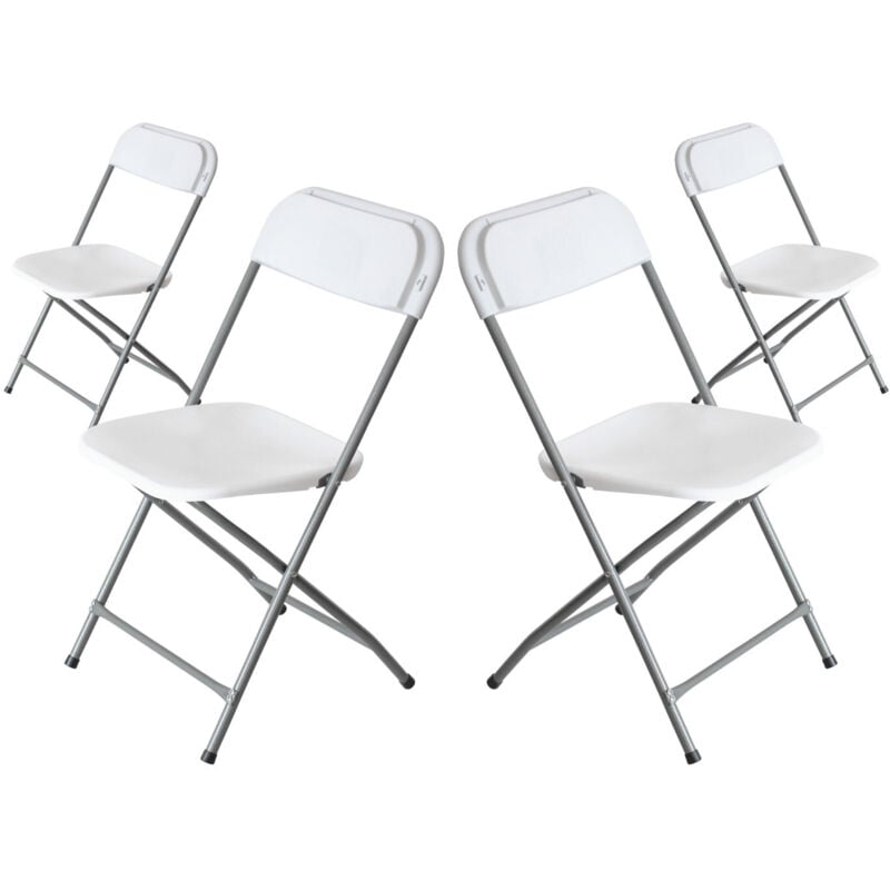 Lot de 4 chaises pliantes blanches, 49x44.5x80.5cm
