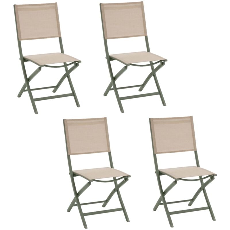Lot de 4 chaises pliantes en aluminium et texaline essentia