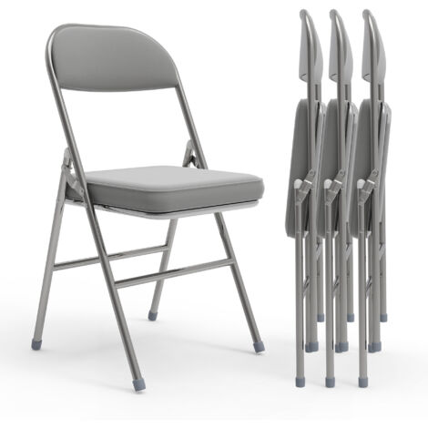 Lot de 4 Chaises Pliantes en Similicuir Durable – Faciles à Nettoyer & Gain de Place Maximal – Idéal Bureau/Salle à Manger/Extérieur/Mariage (Design Polyvalent)