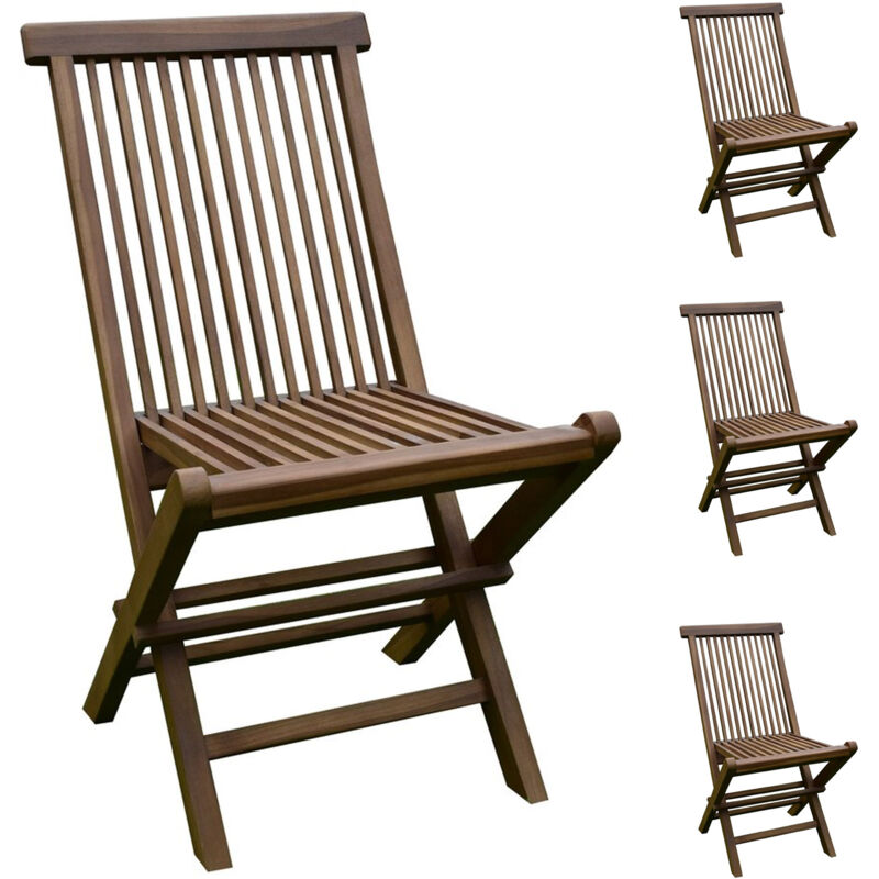 Lot de 4 chaises en teck pliables