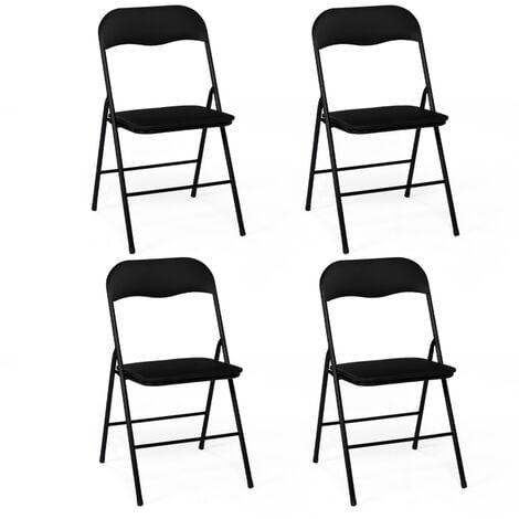 Lot de 4 chaises pliantes KITY noires en PU - Noir