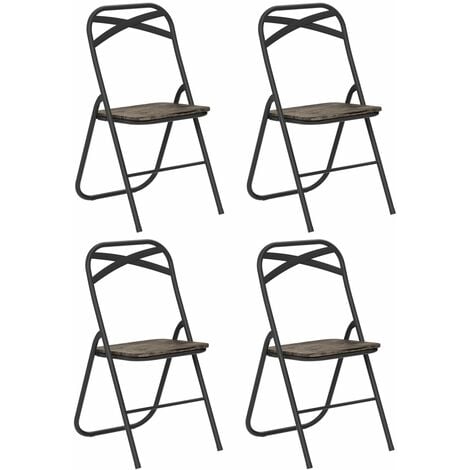 EGGREE Lot de 4 Chaises Pliantes Marron en métal Style Industriel