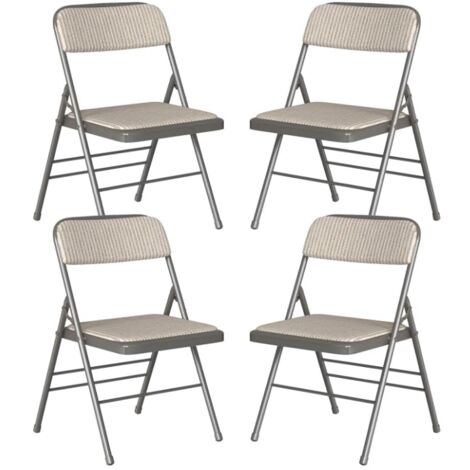Lot de 4 Chaises Pliantes Velours avec Dossier Ergonomique - Pieds Chromé Argenté pour Réunions/Mariage  Design Élégant et Gain de Place, Stockage Facile