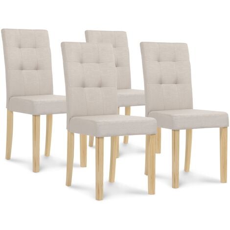 Lot de 4 chaises POLGA capitonnées beiges pour salle à manger - Beige