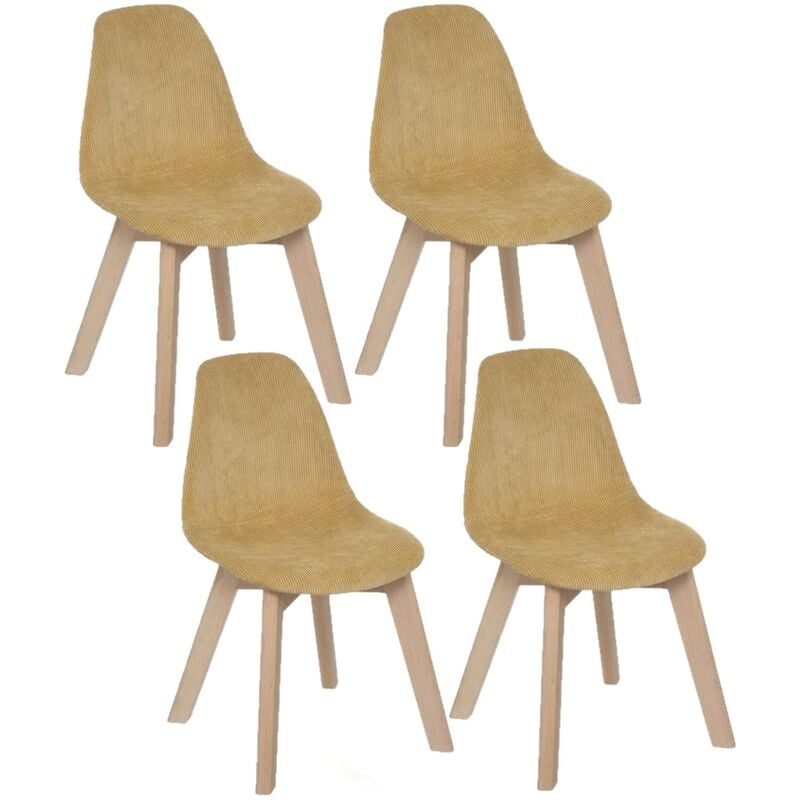 Lot de 4 Chaises pour enfant Lena effet velours