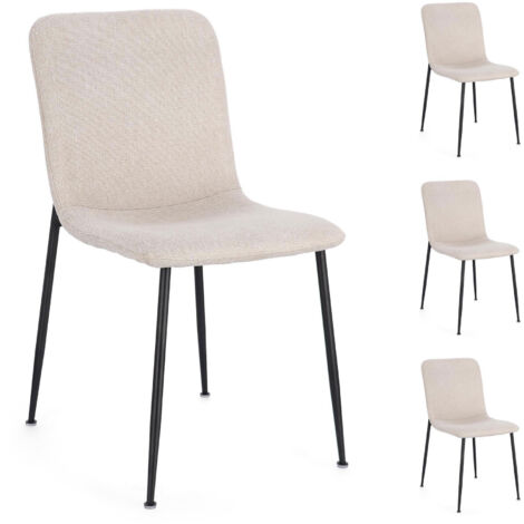 Lot de 4 chaises repas 44x56x81 cm en tissu beige