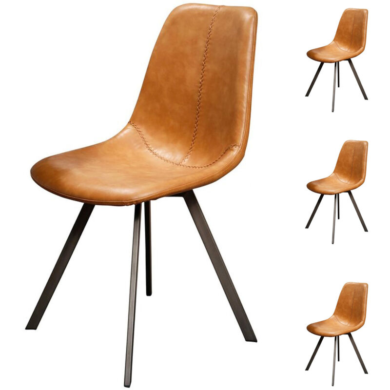 M&s - Lot de 4 chaises repas 46x58x87 cm en pu marron