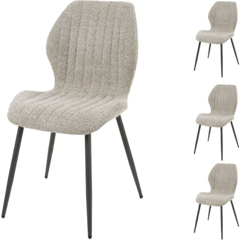Lot de 4 chaises repas 48x58x86 cm en tissu bouclette sable