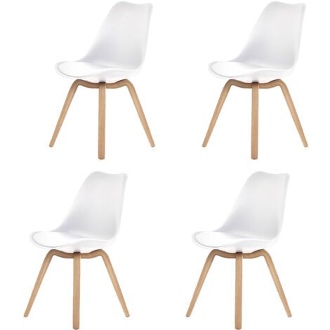 Lot de 4 chaises repas 49x58x82 cm blanc et chêne